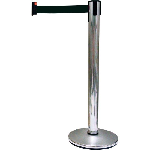 PEDESTAL CROMADO C/FITA RETRATIL PRETA (SAFETY TEC)