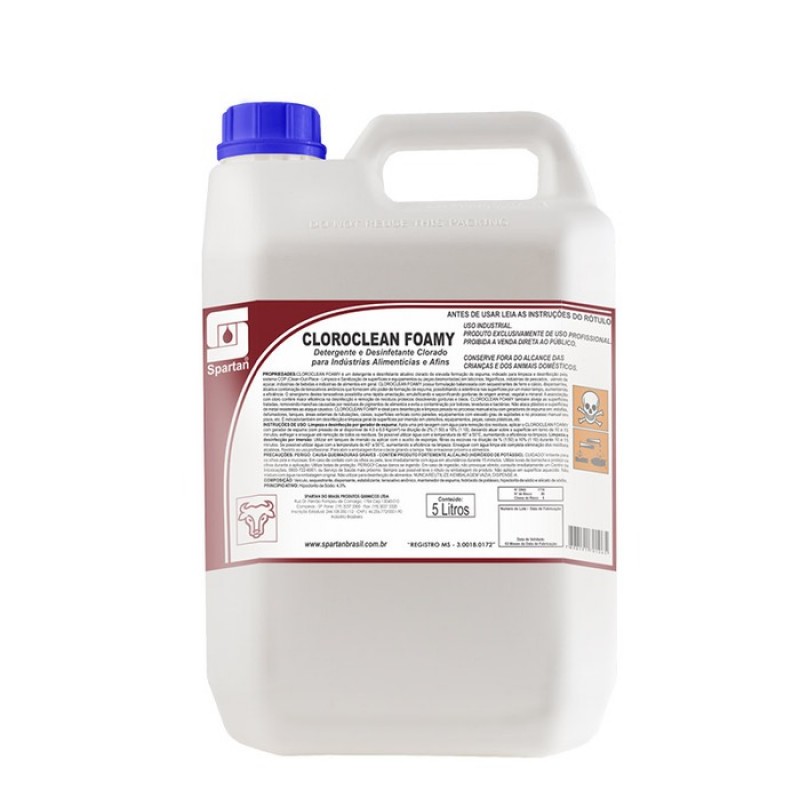 DETERGENTE E DESINFETANTE CLORADO CLOROCLEAN FOAMY 5Lts (SPARTAN)