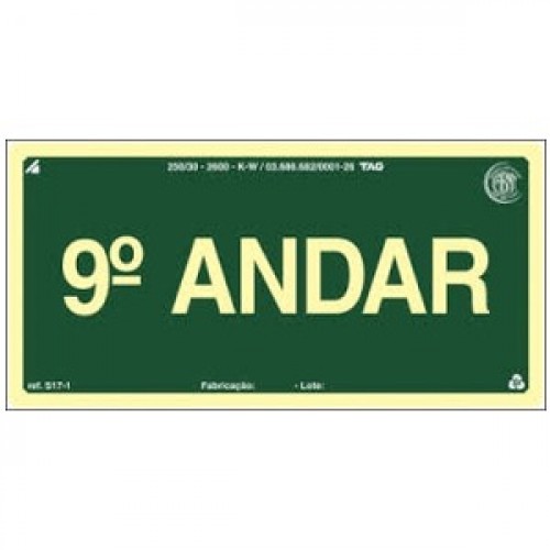 PLACA FOTOLU. AUTO EXTINGUÍVEL PAVIMENTO 09 ANDAR 19,5 X 19,5 (DESTAK)