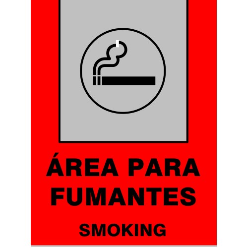 PLACA PVC ÁREA PARA FUMANTES VERMELHA 20 X 15 (MULTPLACAS)