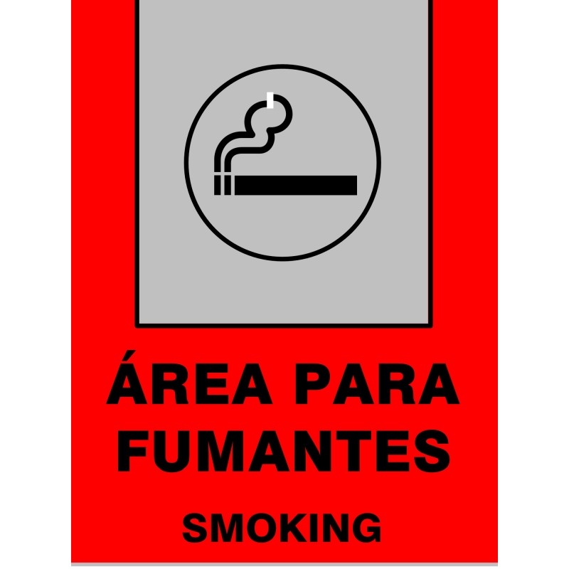 PLACA PVC ÁREA PARA FUMANTES VERMELHA 20 X 15 (MULTPLACAS)