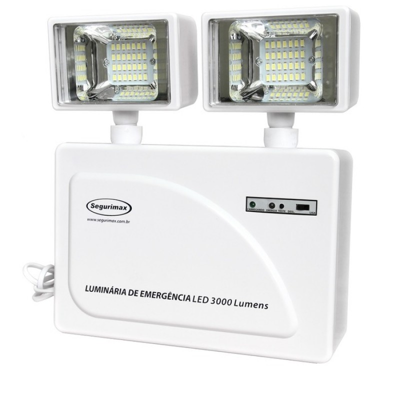 BLOCO AUTÔNOMO LUZ EMERGÊNCIA LED 3000 LUMENS C/BATERIA (SEGURIMAX)