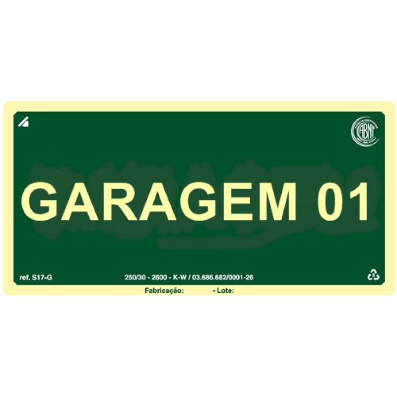 PLACA FOTOLU. AUTO EXTINGUÍVEL PAVIMENTO GARAGEM 01 ANDAR 19,5 X 19,5 (DESTAK)