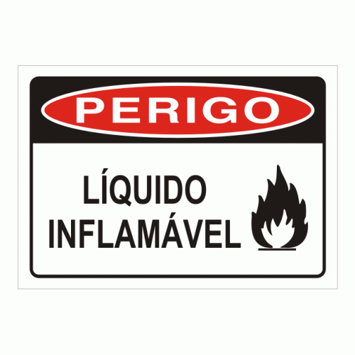 PLACA PVC PERIGO LÍQUIDO INFLAMÁVEL 20 X 20 (MULTPLACAS)