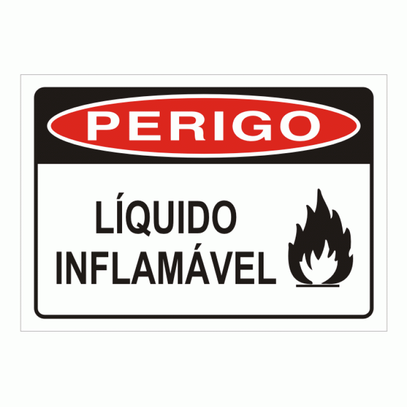 PLACA PVC PERIGO LÍQUIDO INFLAMÁVEL 20 X 20 (MULTPLACAS)